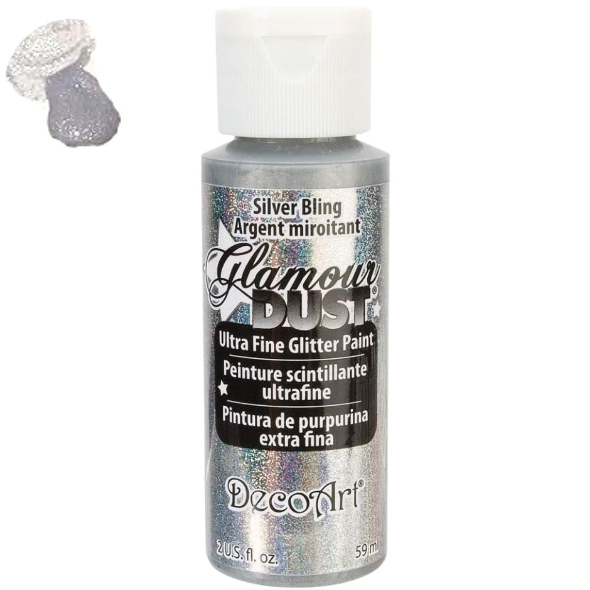 Glamour Dust Glitter Paint Silver Bling / Pintura con Purpurina Plata Acrìlicos DecoArt