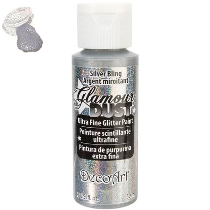 Glamour Dust Glitter Paint Silver Bling / Pintura con Purpurina Plata Acrìlicos DecoArt