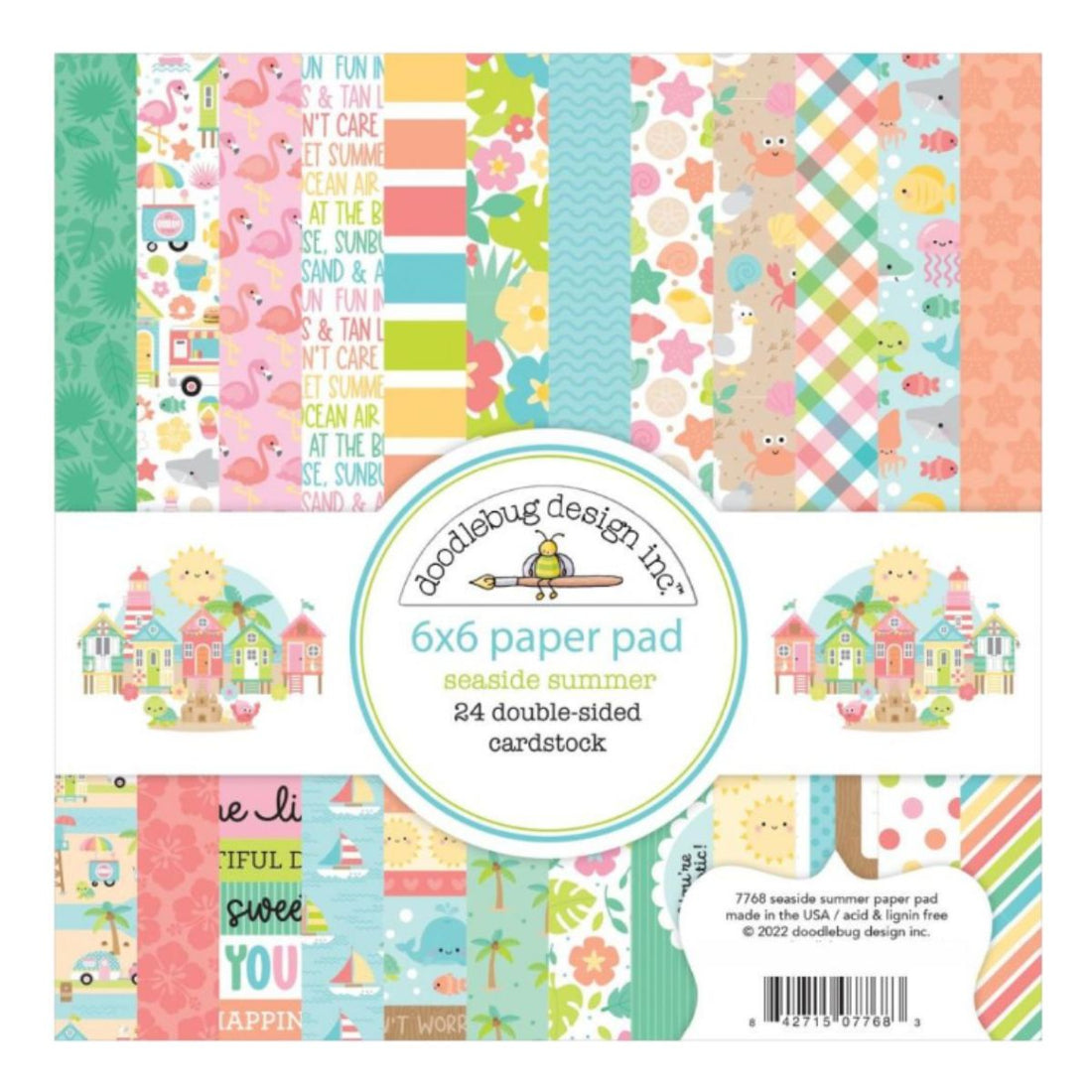 Double-Sided Paper Pad Seaside Summer 6&quot; / Block de Papel Verano Junto al Mar Papel Doodlebug