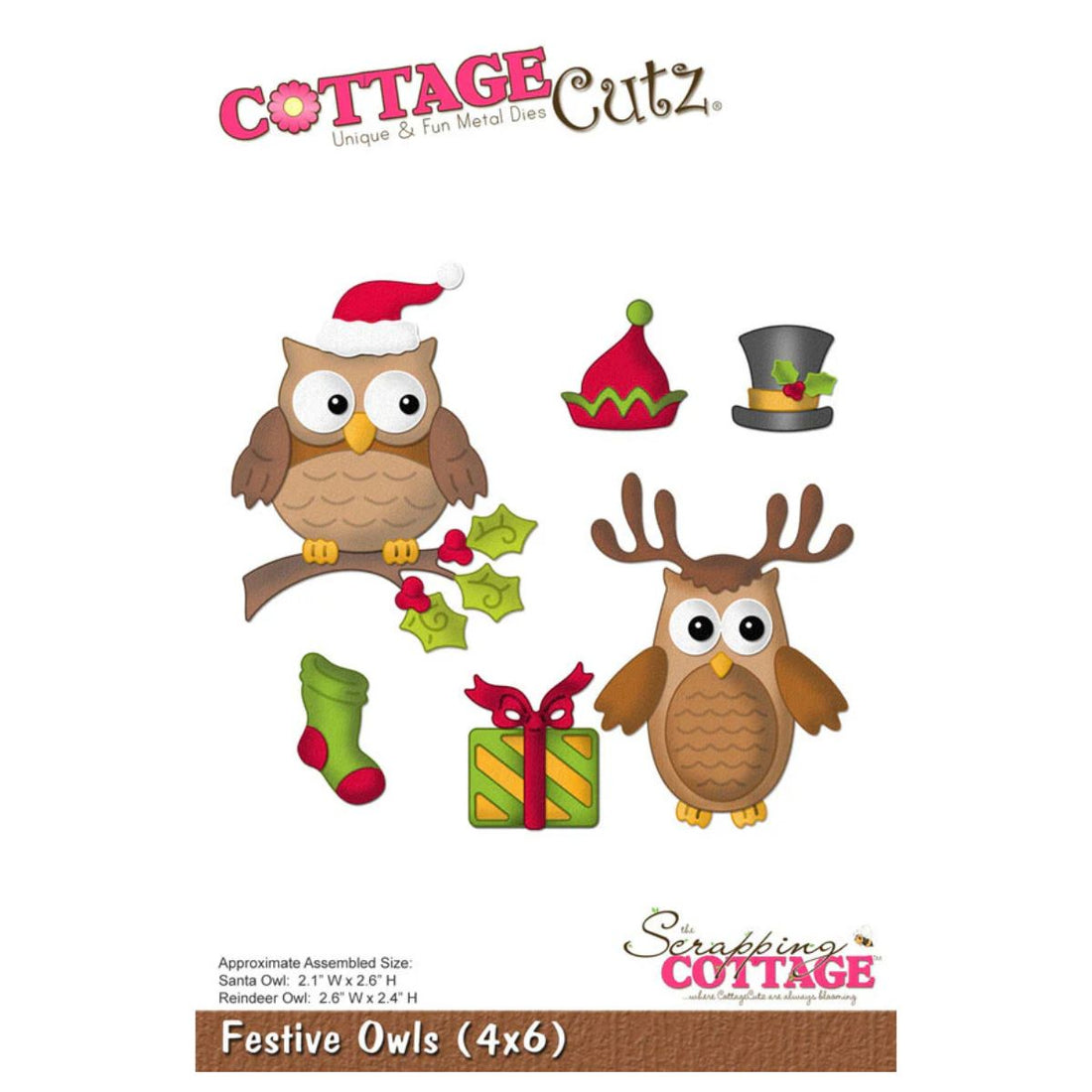 Suaje de Corte de Búho de Navidad / Festive Owls Dados de Corte / Suajes / Troqueles Cottage Cutz