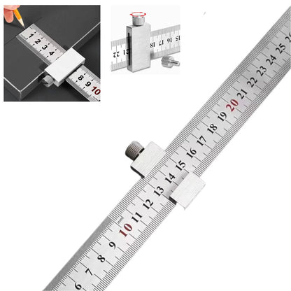 Regla de Metal de 40cm con Guía de Posicionamiento Herramientas Hobbees