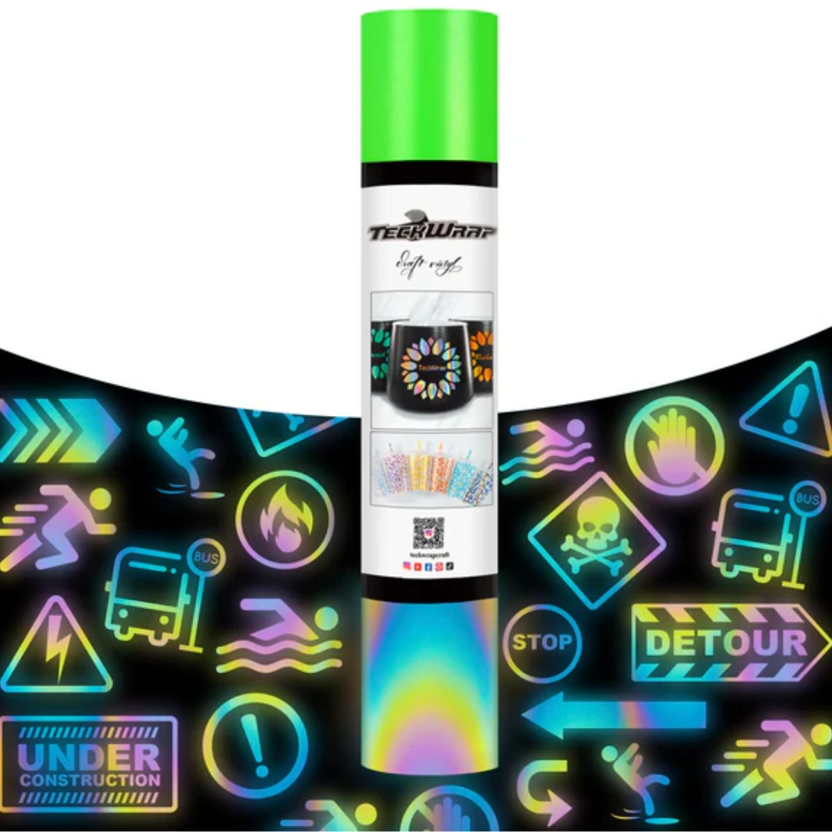 Rainbow Lime Reflective Adhesive Vinyl / Vinil Adhesivo Reflectivo Verde Viniles Teckwrap