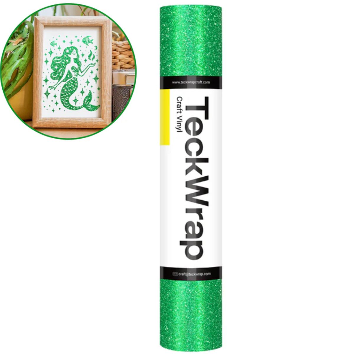 Green Burst Glitter Adhesive Vinyl / Vinil Adhesivo con Diamantina Verde Viniles Teckwrap