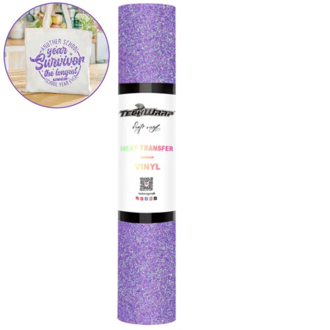 Fancy Glitter HTV Lavender / Vinil Termoadhesivo Diamantina Elegante Morado Viniles Teckwrap