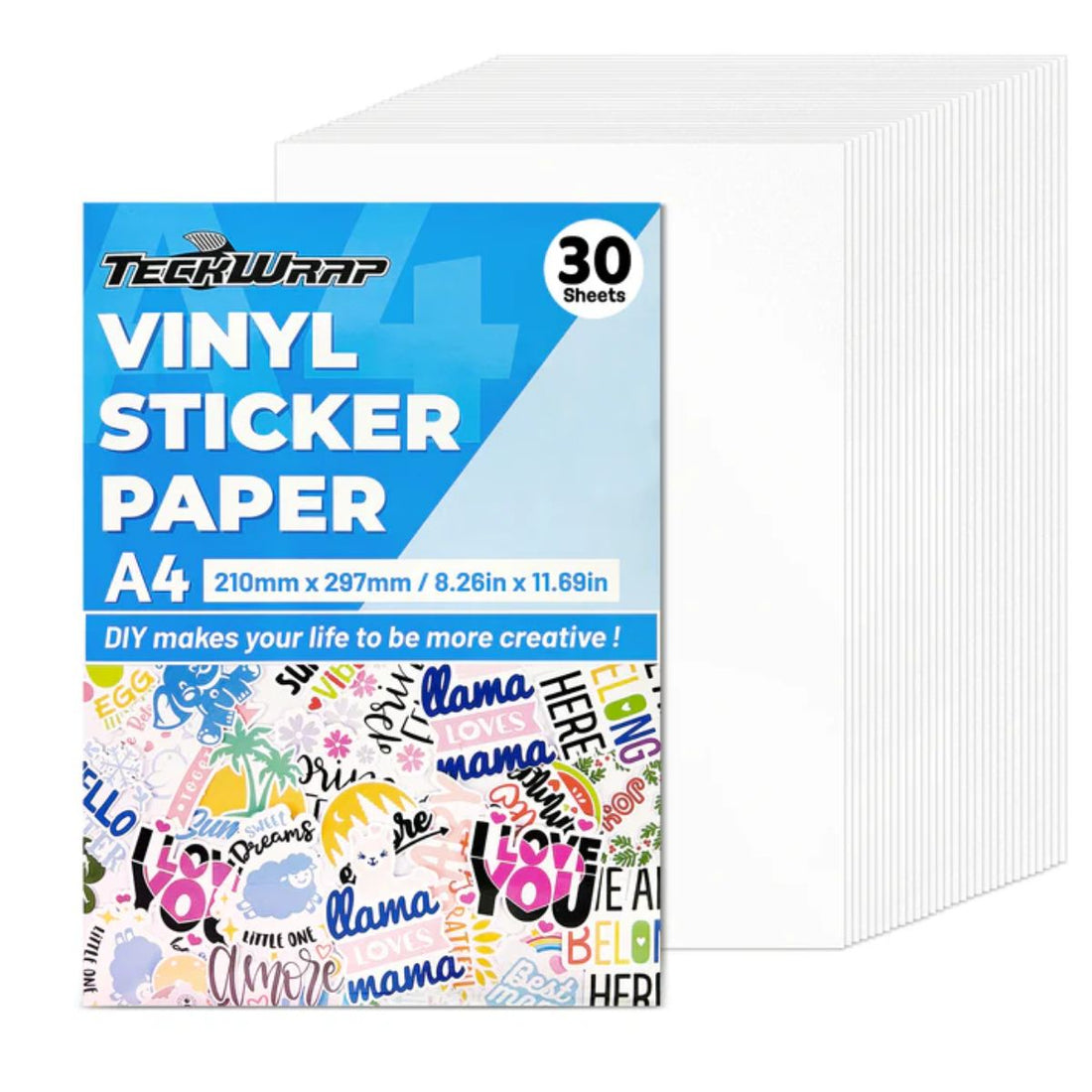 Printable Sticker Vinyl Matte White Pack / Paquete Vinil Imprimible Blanco Mate 30 Hojas Viniles Teckwrap