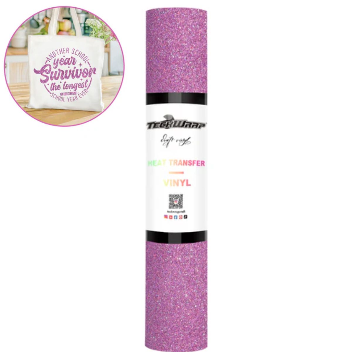 Fancy Glitter HTV Flamingo Pink / Vinil Termoadhesivo Diamantina Elegante Rosa Viniles Teckwrap