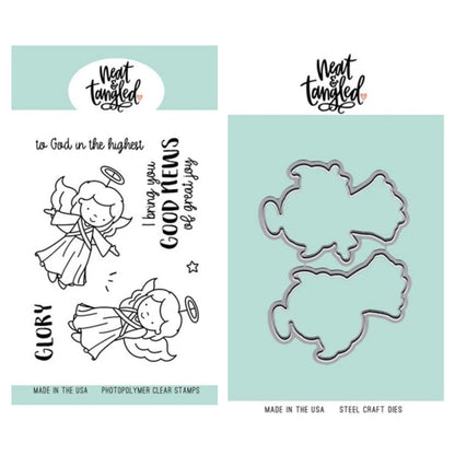 Clear Stamps Angel Wings with Dies / Sellos Alas de Angel con Troqueles Dados de Corte / Suajes / Troqueles Neat &amp; Tangled