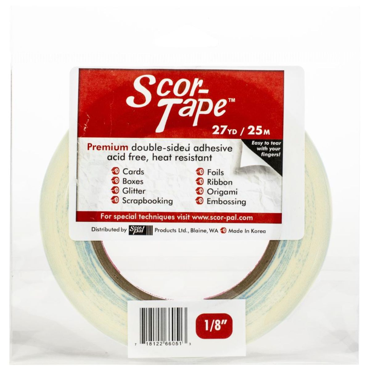 Scor-Tape Double Sided Tape 1/8&quot; /  Cinta Doble Cara 3mm Adhesivos / Pegamentos Scor-Pal