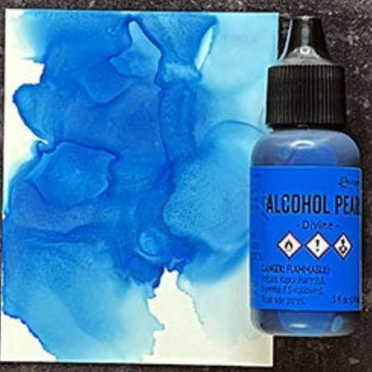 Tim Holtz Alcohol Pearls Divine / Tinta al Alcohol Aperlada Azul DIvino Tintas al Alcohol Ranger