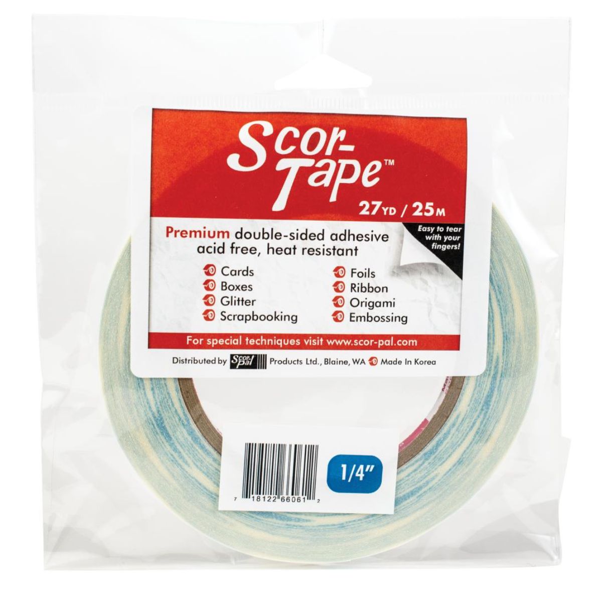 Scor-Tape Double Sided Tape / Cinta Doble Cara 6.3 mm Adhesivos / Pegamentos Scor-Pal