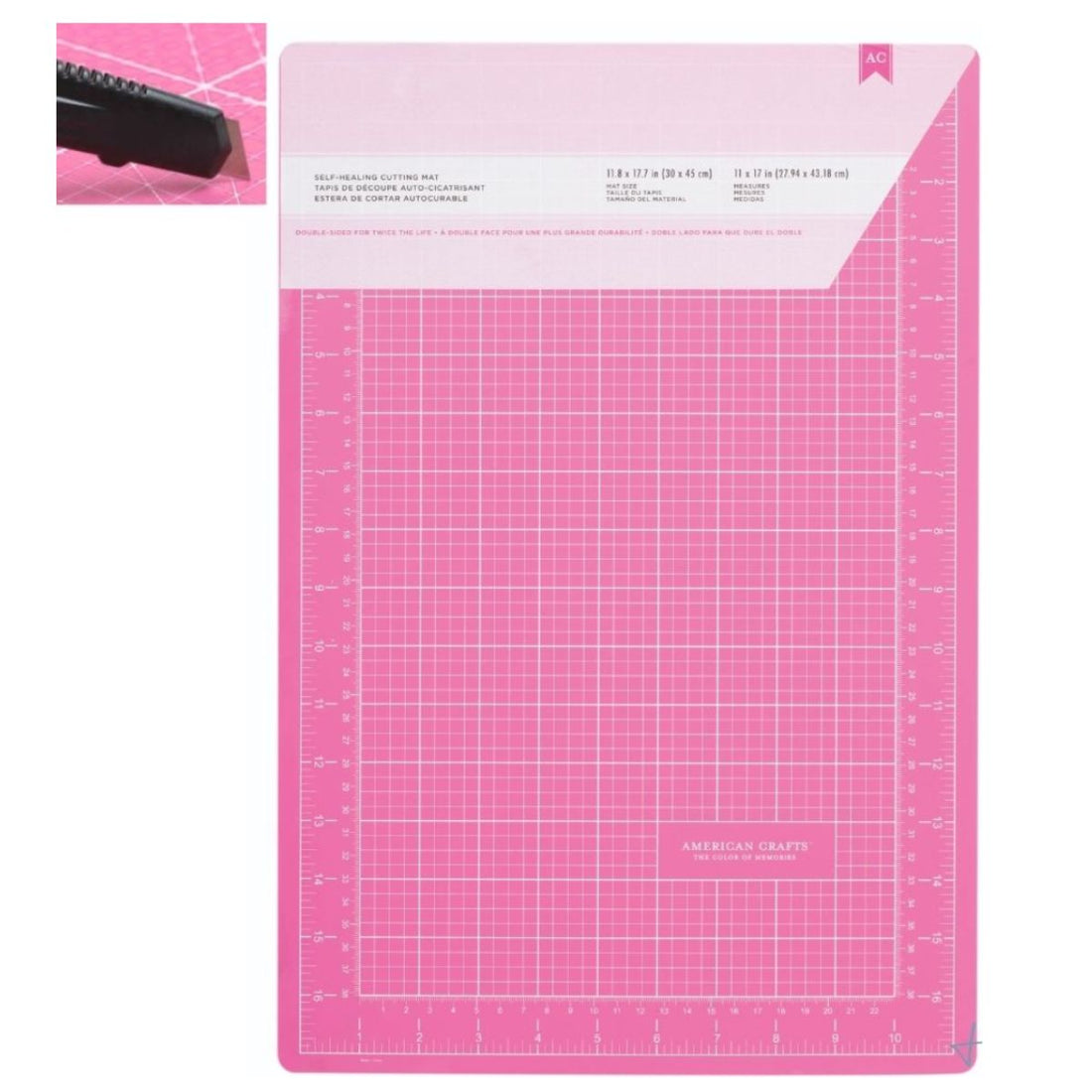 Pink Double-Sided Self-Healing Cutting Mat / Tapete De Corte Autoreparador Rosa Tapetes, Mats American Crafts