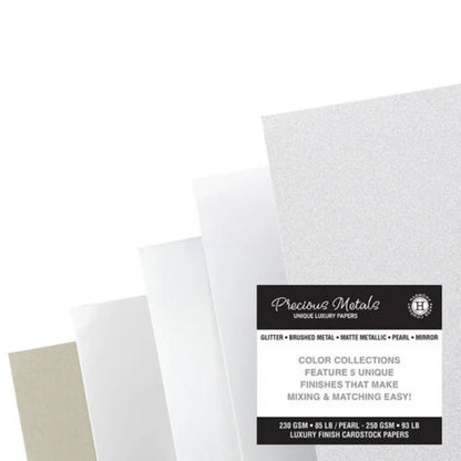 Precious Metals Silver Cardstock / 20 Hojas Cartulina Metales Preciosos Plata 230gr Papel Harmony Paper