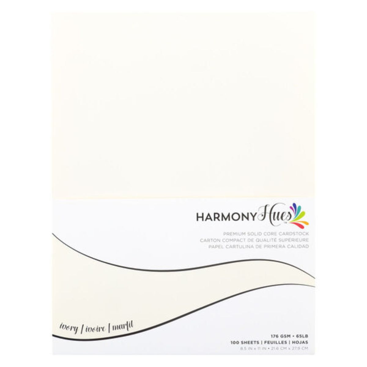 Ivory Cardstock / 100 Hojas Cartulina Marfil T. Carta 176gr Papel Harmony Paper