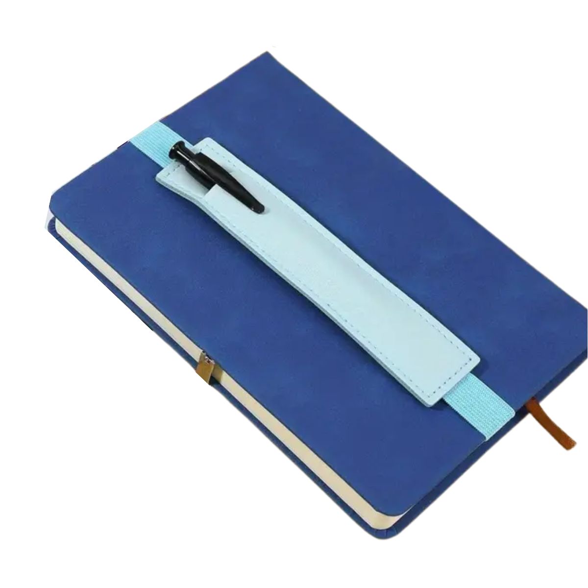 Sujeta Bolígrafos Con Elástico de Piel Sintética Azul Celeste Encuadernacion Hobbees