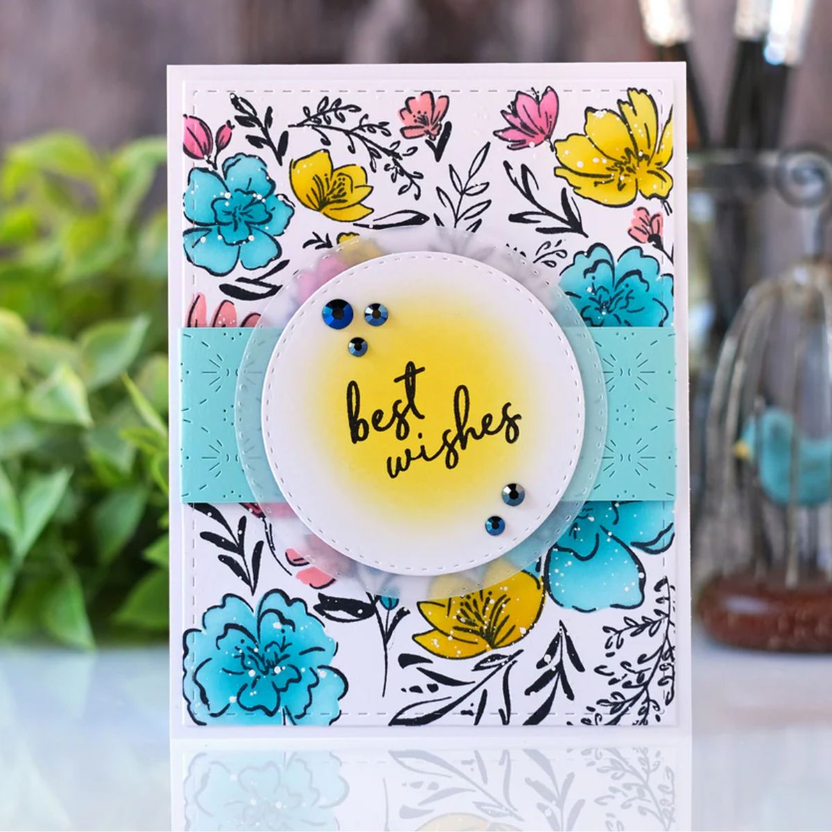 Cling Rubber Stamp A2 Inky Floral / Sello de Goma Cling Fondo Floral Sellos Pinkfresh Studio