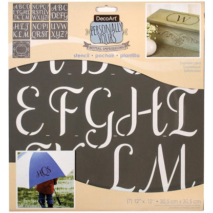 Stencil Alphabet Calligraphy / 7 Esténciles Alfabeto Caligrafía y Texturas Esténciles / Plantillas DecoArt