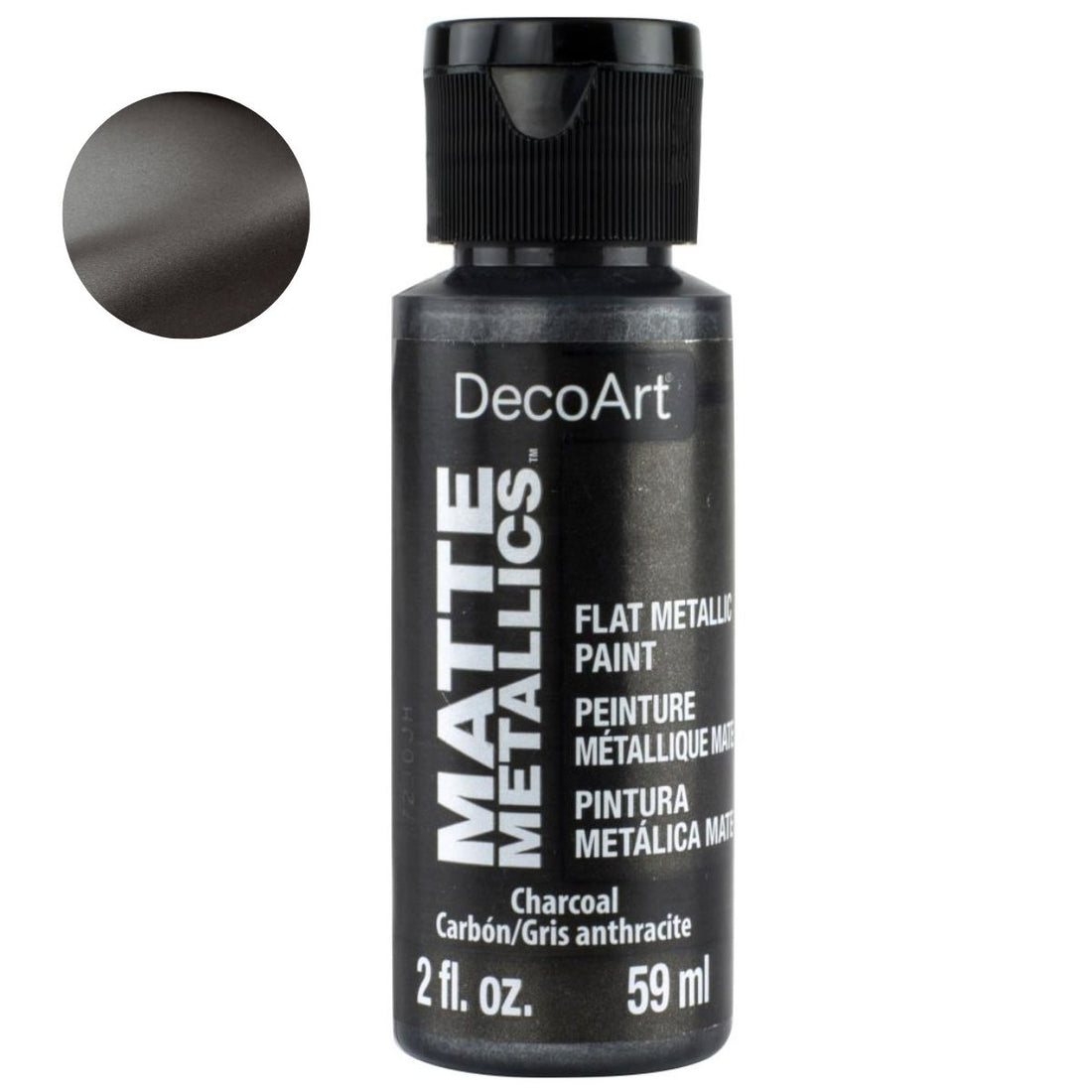 Acrylic Matte Metallics Charcoal / Pintura Acrílica Metálica Mate Color Carbon Acrìlicos DecoArt
