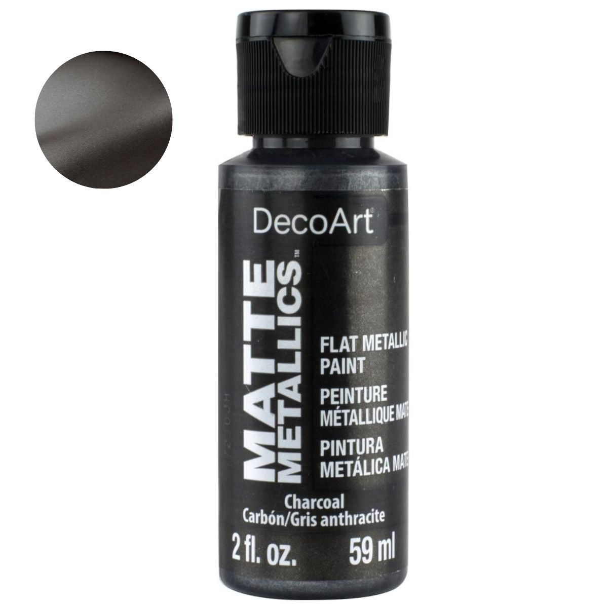 Acrylic Matte Metallics Charcoal / Pintura Acrílica Metálica Mate Color Carbon Acrìlicos DecoArt