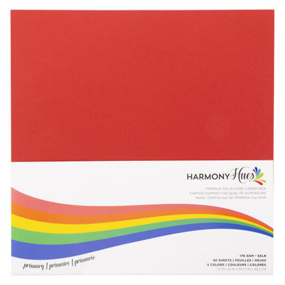 Primary Cardstock 12" / 50 Hojas Cartulina Premium Colores Primarios 30.5 cm Papel Harmony Paper