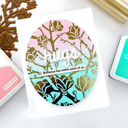 Magnolia Branches Glimmer Hot Foil Plate / Placa Alumino Caliente Ramas De Magnolias Dados de Corte / Suajes / Troqueles Hero Arts