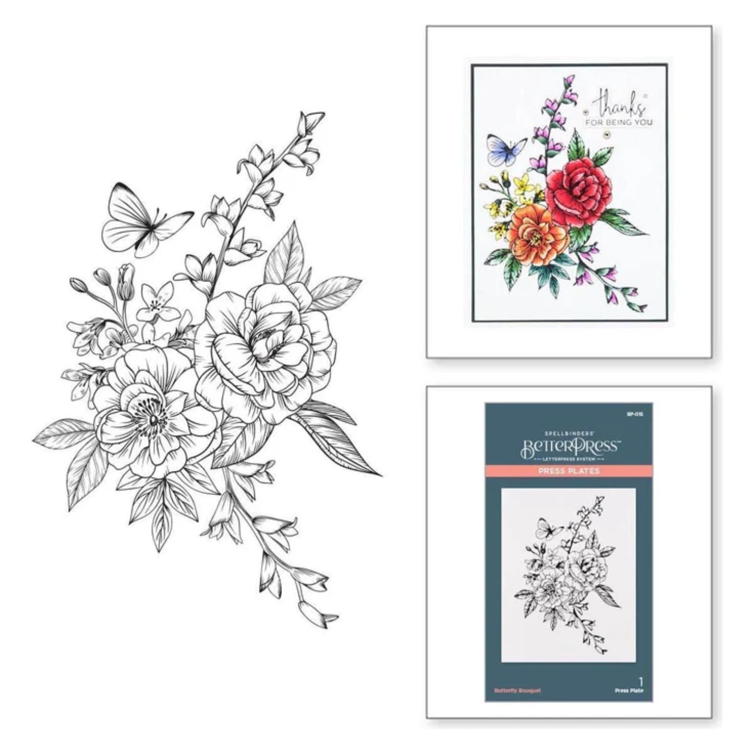 Butterfly Bouquet Press Plates / Placa De Prensa Ramo De Mariposas Accesorios para Suajadoras Spellbinders