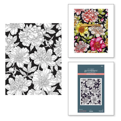 Peony Background Press Plates / Placa De Prensa Fondo De Peonías Accesorios para Suajadoras Spellbinders