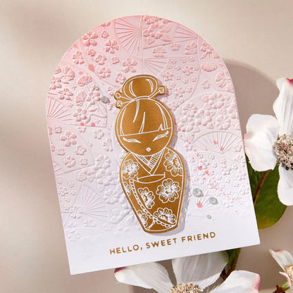 Kokeshi Dolls Press Plates &amp; Die Set / Juego De Placas De Prensa Y Suajes Muñecas Kokeshi Accesorios para Suajadoras Spellbinders