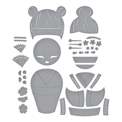 Kokeshi Dolls Cutting Dies / Suajes De Corte Muñecas Kokeshi Accesorios para Suajadoras Spellbinders