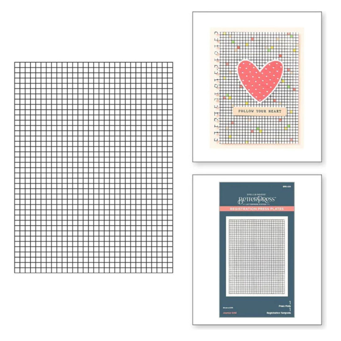 Journal Grid Registation Press Plates / Placa para Estampado y Grabado Cuadricula Accesorios para Suajadoras Spellbinders