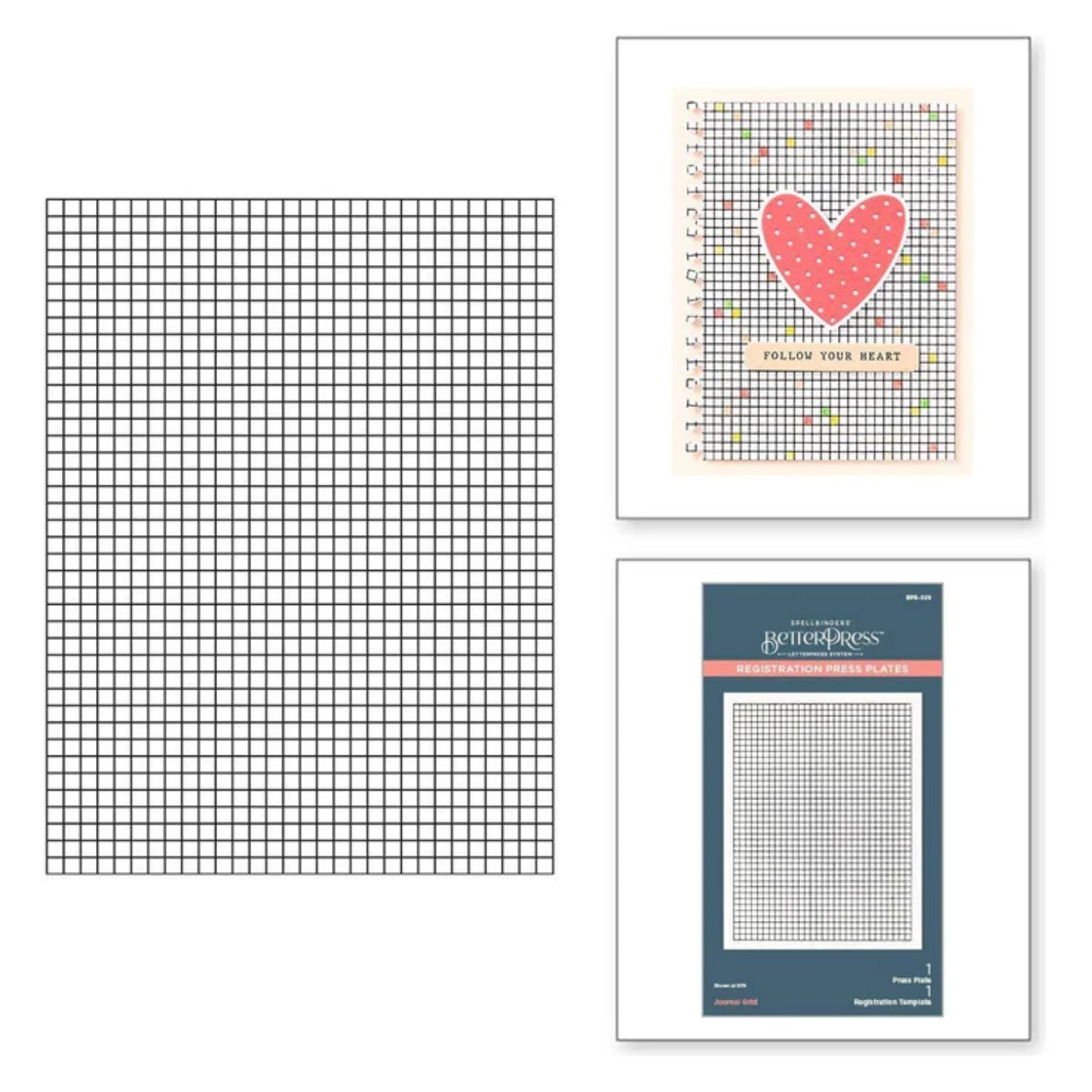 Journal Grid Registation Press Plates / Placa para Estampado y Grabado Cuadricula Accesorios para Suajadoras Spellbinders