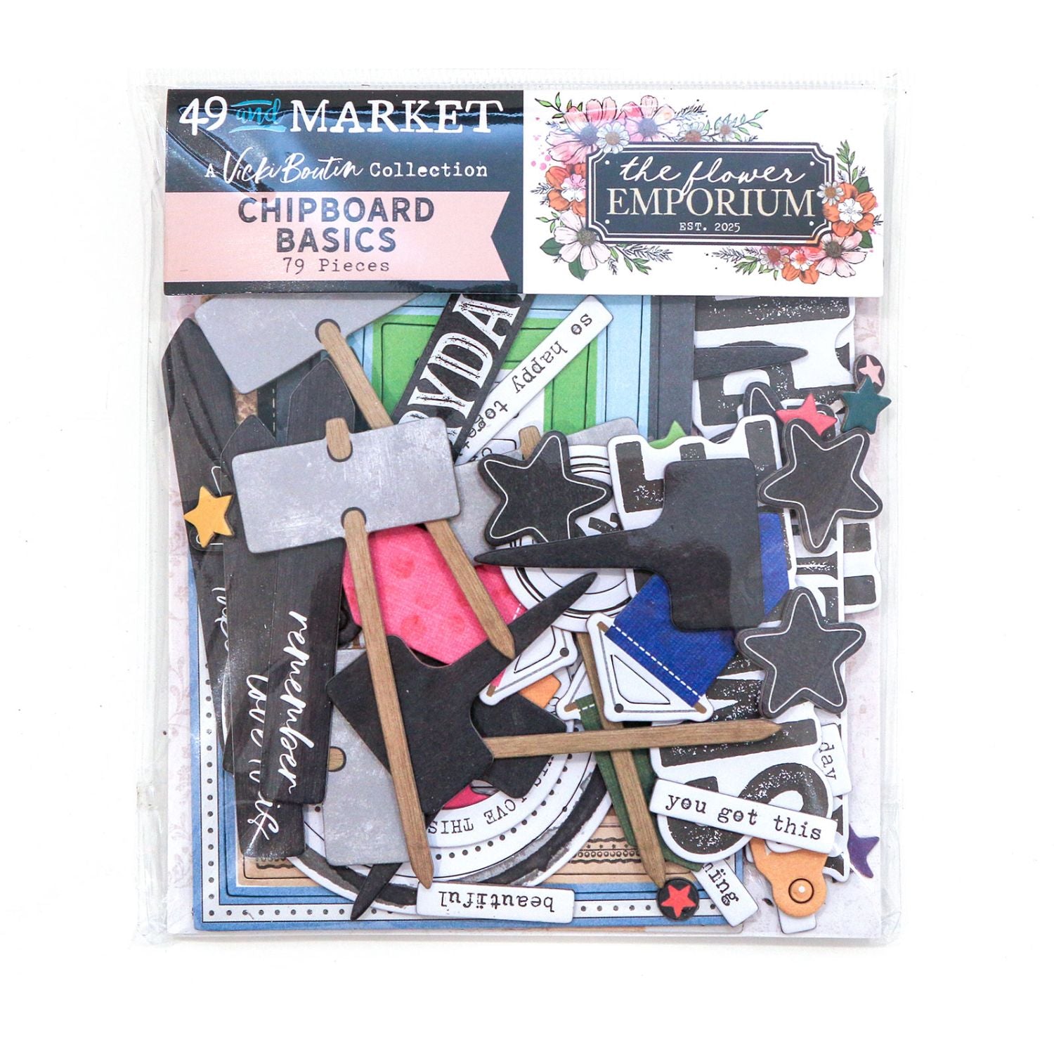 The Flower Emporium Chipboard Basics / Recortes Emporio De Flores Adornos / Embellishments 49 and Market