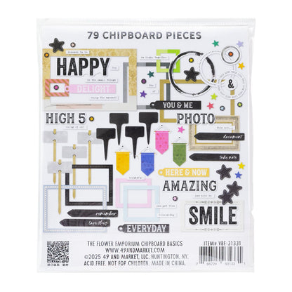 The Flower Emporium Chipboard Basics / Recortes Emporio De Flores Adornos / Embellishments 49 and Market