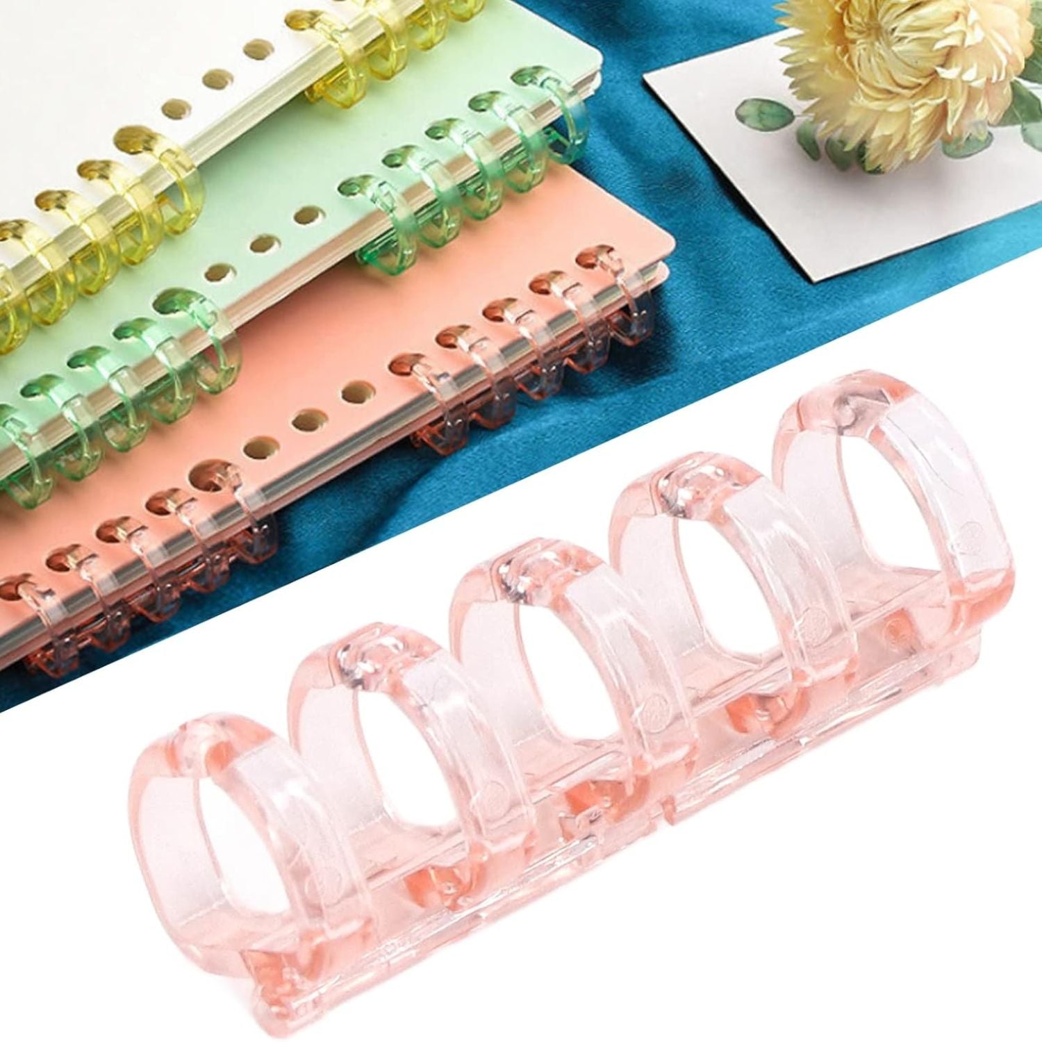 Anillo de Encuadernación de Plástico Transparente Rosa Arillos para Engargolar Hobbees