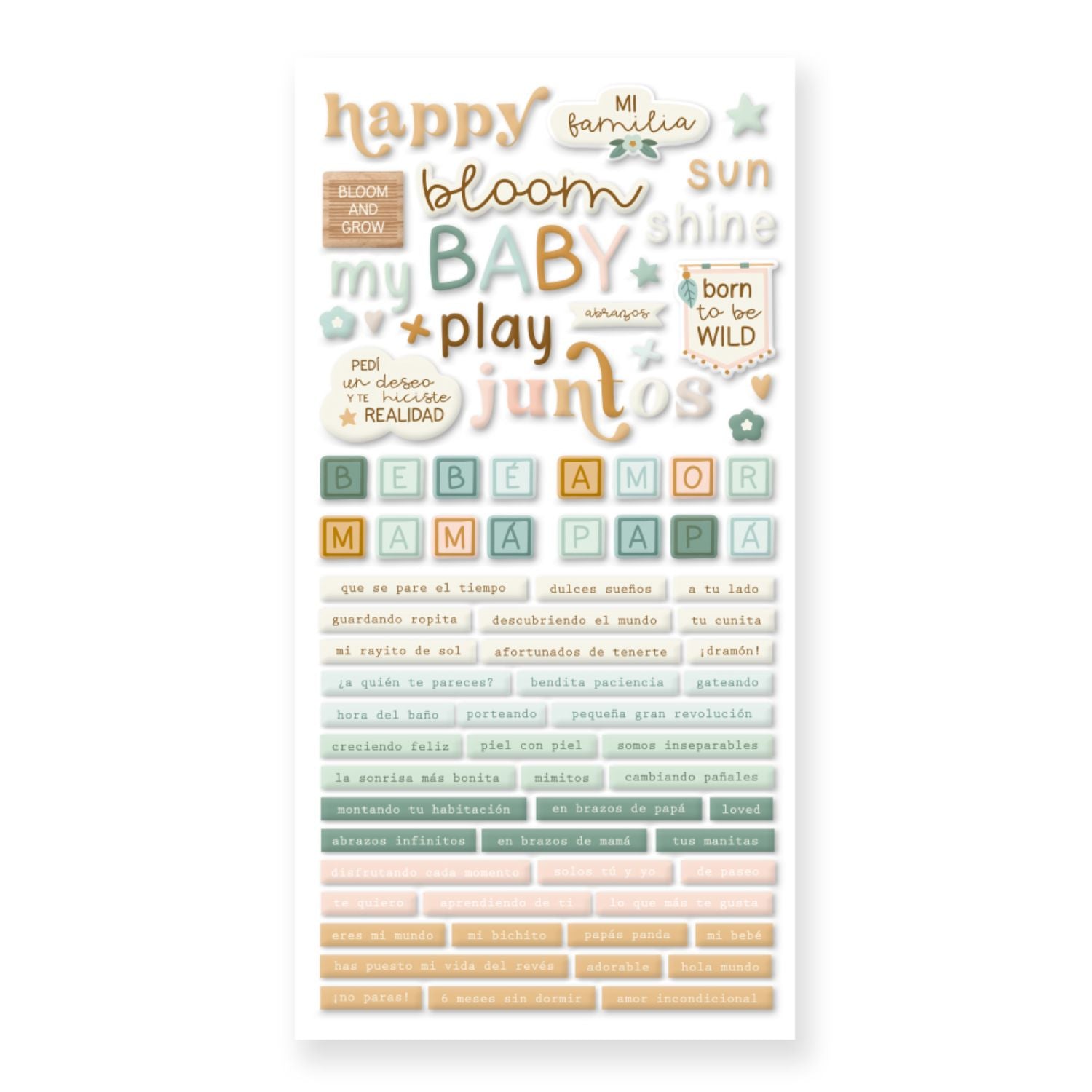 Puffy Stickers With Phrases / Pegatinas Puffy Con Frases Bebé Stickers Mintopía