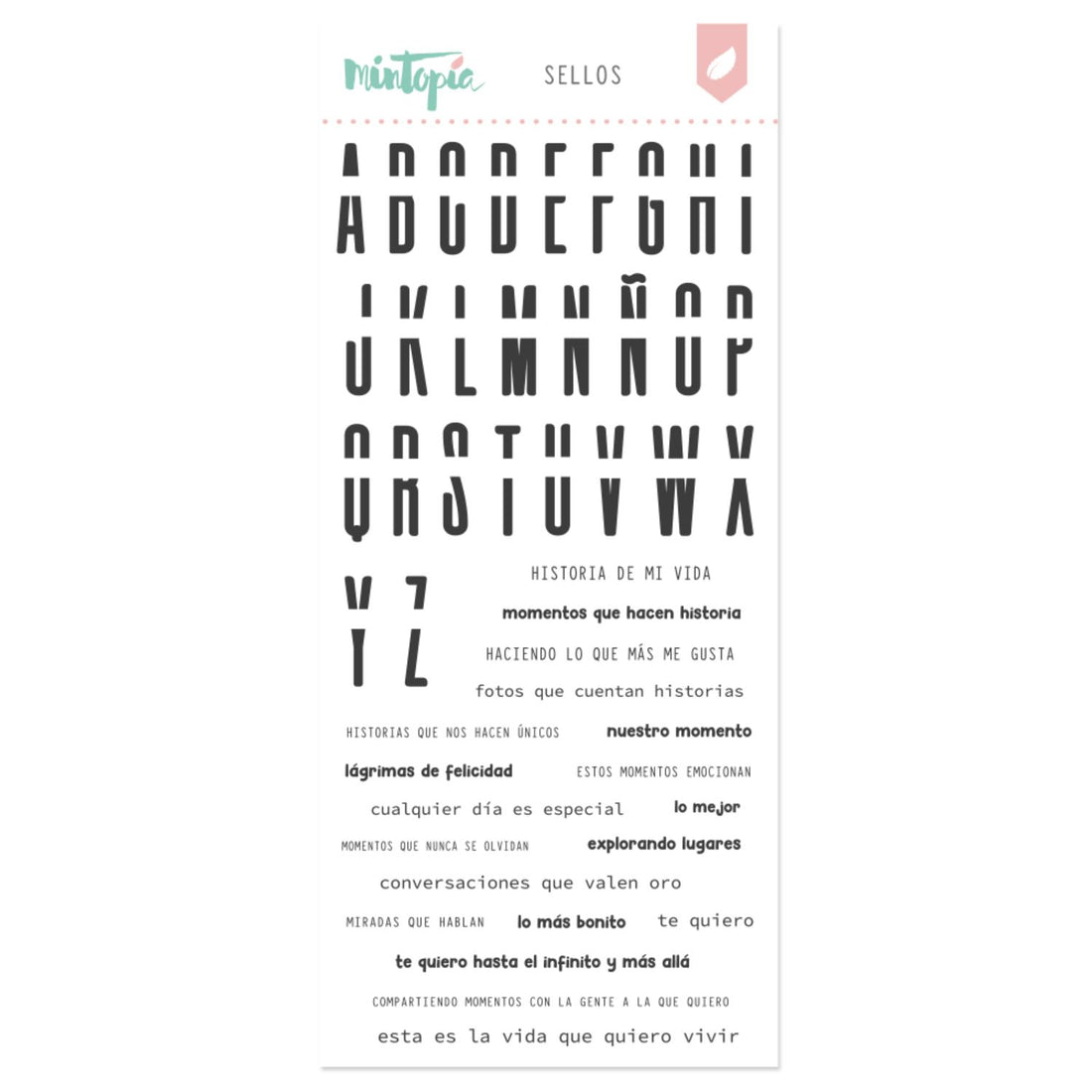 Mintopia Alphabet Documenta Stamp / Sellos Documenta Alfabeto Y Frases Sellos Mintopía
