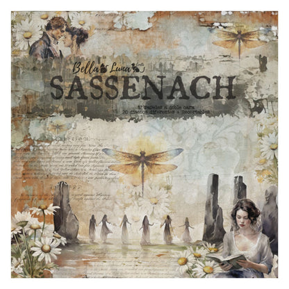 Paquete 12 Papeles Sassenach 8x8" Papel Bellaluna Crafts