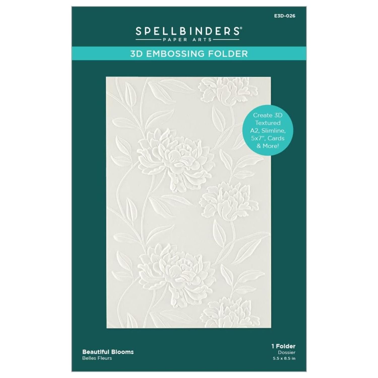 3D Textured Impressions Beautiful Blooms / Folder De Grabado 3D Flores Hermosas Folders de Grabado Spellbinders