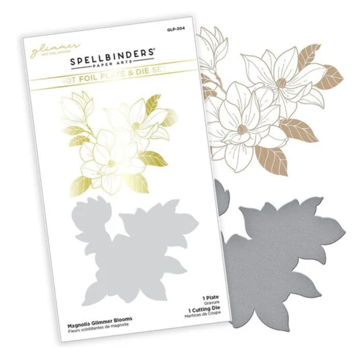 Magnolia Glimmer Blooms Hot Foil Plate &amp; Die Set / Suaje Flores Magnolia Corte Dados de Corte / Suajes / Troqueles Spellbinders