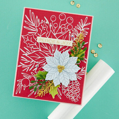 Full Bloom Poinsettia Hot Foil Plate &amp; Stencil Bundle / Suaje Plantillas Nochebuena Corte Dados de Corte / Suajes / Troqueles Spellbinders