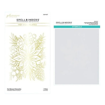 Full Bloom Poinsettia Hot Foil Plate &amp; Stencil Bundle / Suaje Plantillas Nochebuena Corte Dados de Corte / Suajes / Troqueles Spellbinders