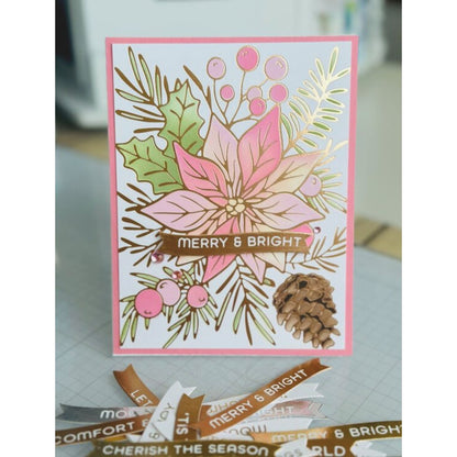 Full Bloom Poinsettia Hot Foil Plate &amp; Stencil Bundle / Suaje Plantillas Nochebuena Corte Dados de Corte / Suajes / Troqueles Spellbinders