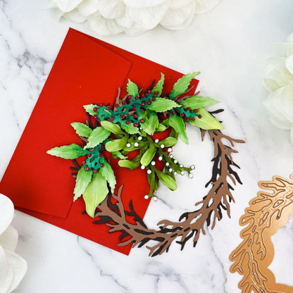Winterberry &amp; Mistletoe Etched Dies / Suaje Grabado Muérdago Y Bayas Invernales Dados de Corte / Suajes / Troqueles Spellbinders
