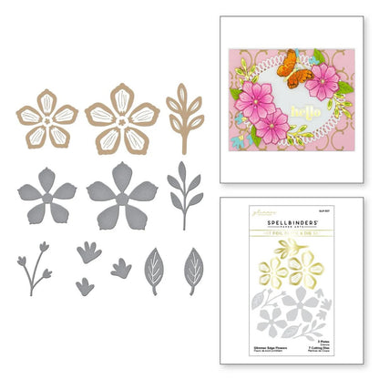 Glimmer Edge Flowers Hot Foil Plate &amp; Die Set / Suaje Y Placas Flores Bordes Brillantes Dados de Corte / Suajes / Troqueles Spellbinders
