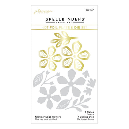 Glimmer Edge Flowers Hot Foil Plate &amp; Die Set / Suaje Y Placas Flores Bordes Brillantes Dados de Corte / Suajes / Troqueles Spellbinders