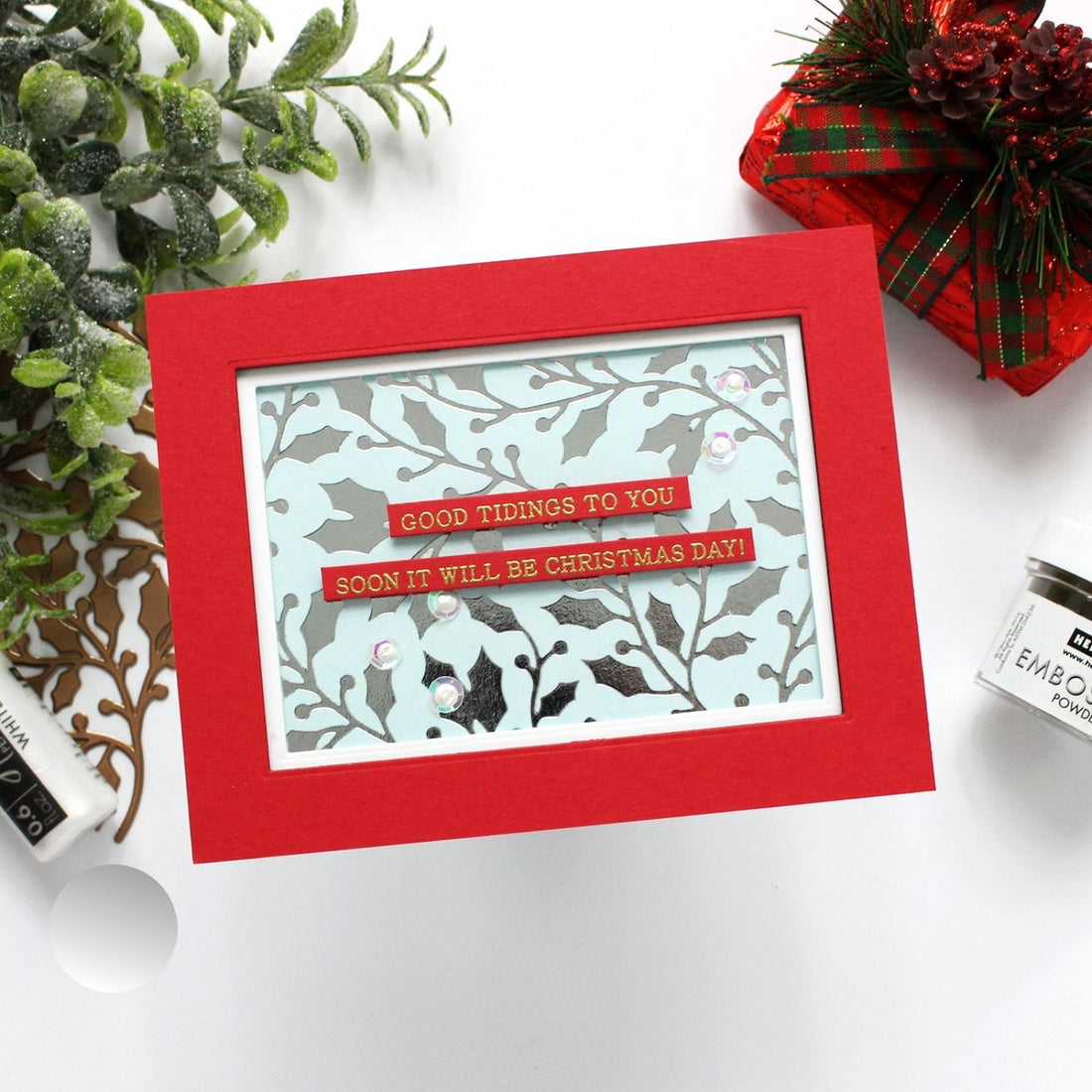 Hero Arts Holly Glimmer Hot Foil Plate / Placas Alumino Caliente Acebo Y Bayas Brillantes Dados de Corte / Suajes / Troqueles Hero Arts