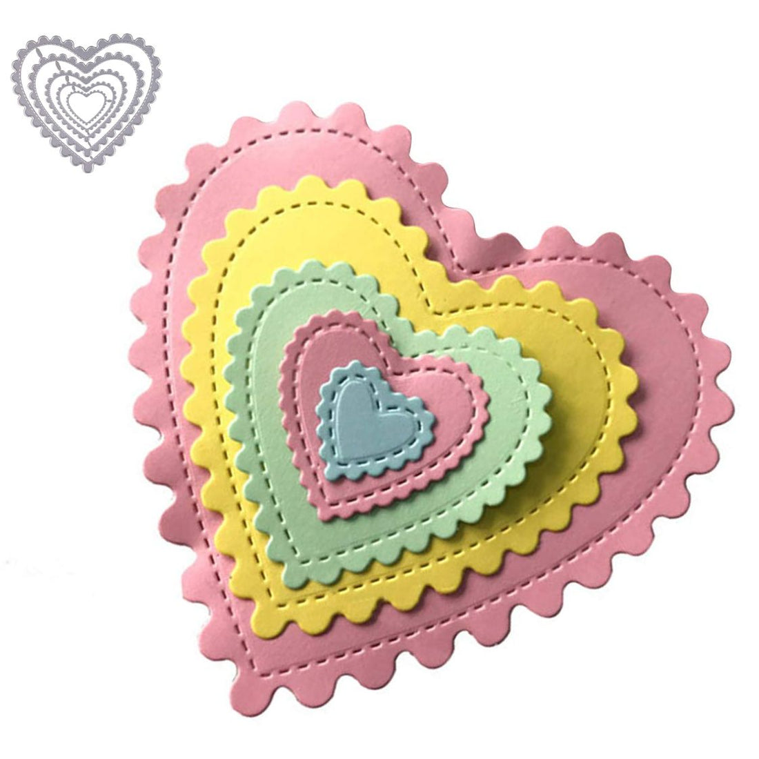 Suajes de Corazones Escalopados con Puntadas Dados de Corte / Suajes / Troqueles Hobbees