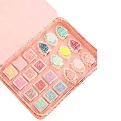 Estuche Caja de Cuero Vegano Deluxe Rosa Organizadores Kimidori Colors