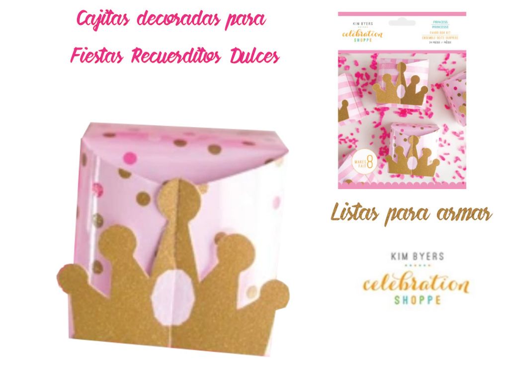 Favor Box Kit Princess 24 pc / Set de Cajitas de Recuerdo para Niñas Coronas Cajitas para Armar Darice