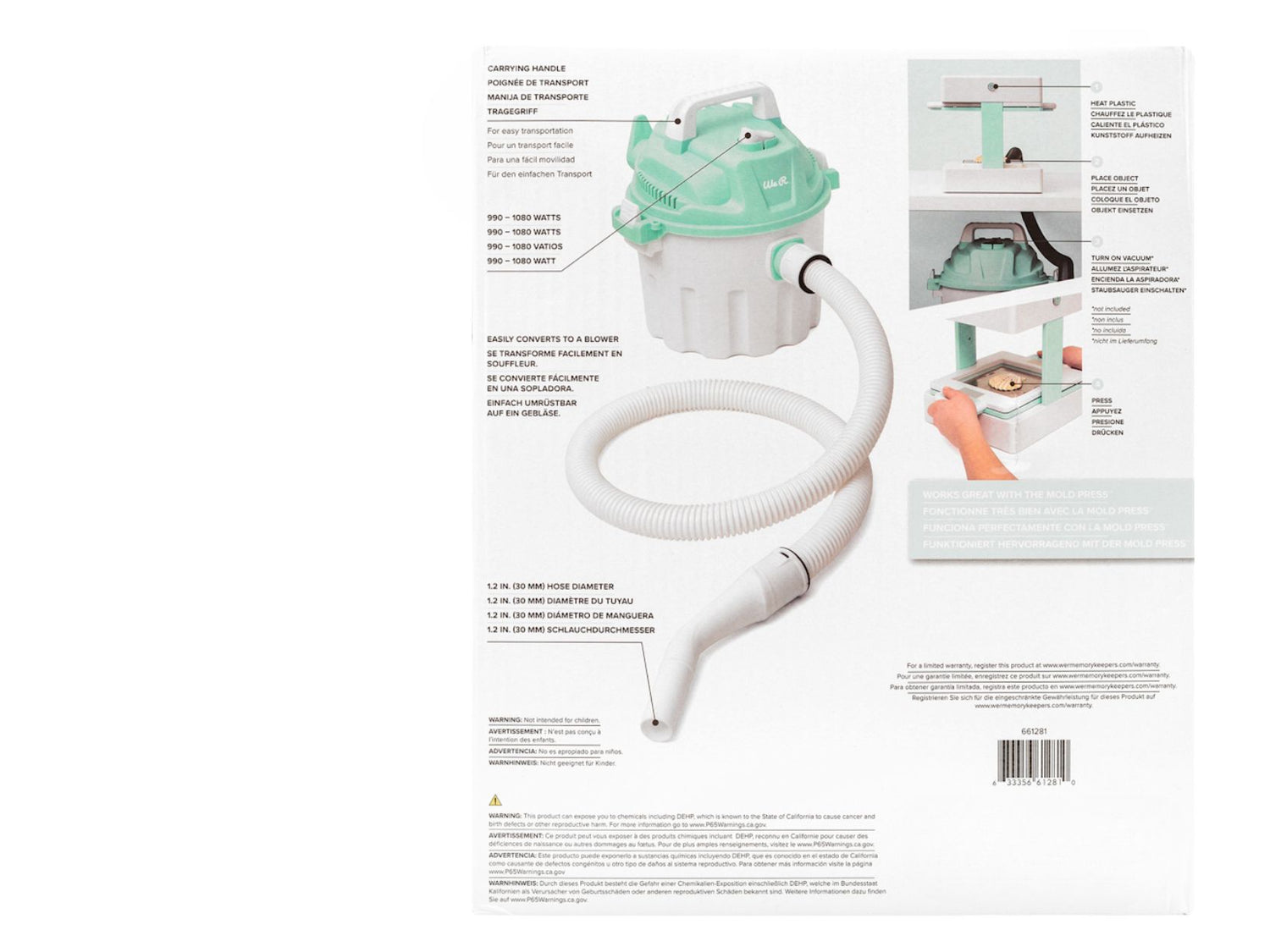 Mold Press Wet Dry Vacuum / Aspiradora Seco Mojado Máquinas We R Memory Keepers