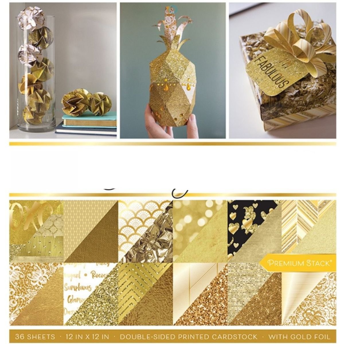 Solid Gold Paper Stack / Block de Papel Oro Solido 36 Hojas Papel DCWV